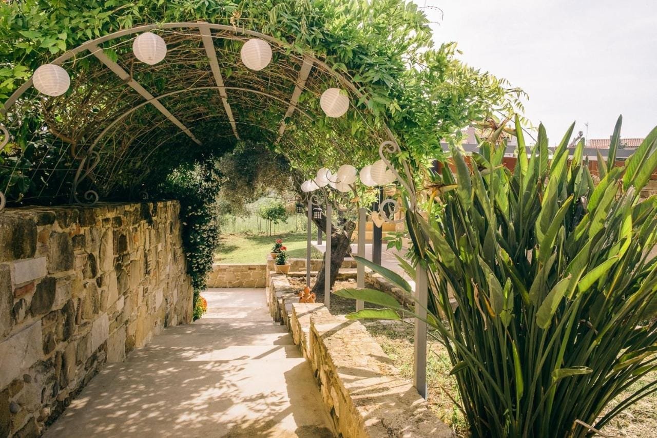 Garden path with lanterns